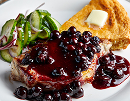 Pork Chops with Blueberry Barbecue Sauce