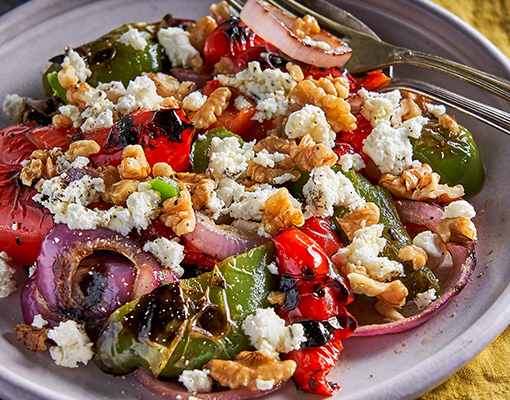 Grilled Pepper with Goat Cheese and Walnuts