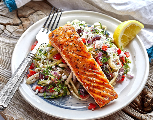Salmon with Greek Zoodles
