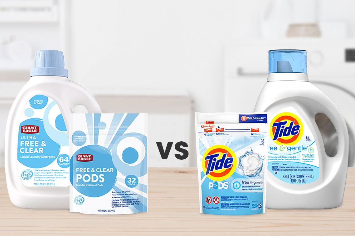 Giant Eagle Brand Laundry Detergent compare to Tide Free & Clear